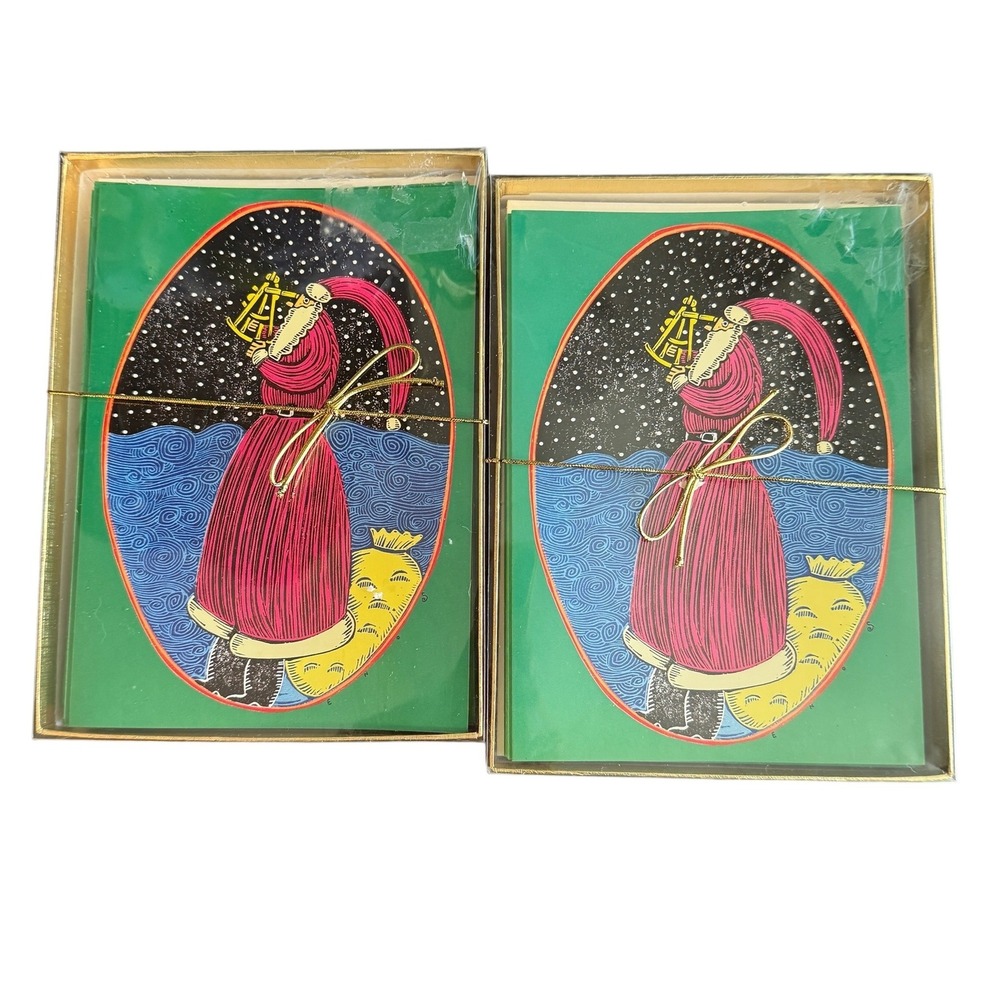 Mystic Seaport Museum Nautical Christmas Cards‎ Set 24 Sailor Santa Sextant NOS